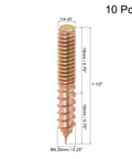 Heavy Duty Zinc Plated Hanger Bolts 1/4 20 X 1-1/2 Double Head Dowel Screws Wood Furniture 10 Piece Set solid carbon steel screw