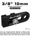 Premium Billet Styling Bmx Chain Tensioners Three Eighth Inch 10mm Solid Axle Pair crafted from 6061 T6 aluminum, sold as 2 pack.