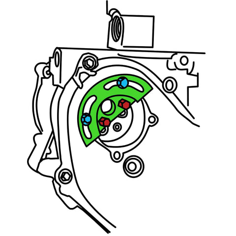 Illustration of Water Pump Holding Tool For Ecotec Sprocket Retainer And Socket Holder on GM Ecotec engine timing cover