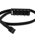 Five Way Fan Hub Splitter Cable For Desktop PCs PWM 4 Pin And 3 Pin Fans Power Extension Cord Adaptor, black cable