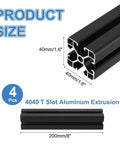 Built Tough As Nails Beefy T Slot 4040 Aluminum Extrusion Pro Pack 200 mm with detailed dimensions and profile view