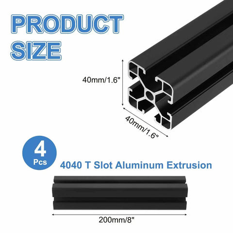 Built Tough As Nails Beefy T Slot 4040 Aluminum Extrusion Pro Pack 200 mm with detailed dimensions and profile view