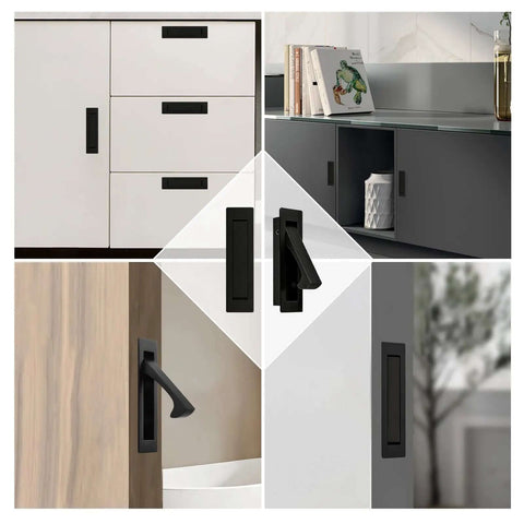 Edge Mount Pocket Door Pulls Matte Black 2 Pack Sleek Recessed Sliding Door Hardware In Stainless Steel 304 Finger Flush Pulls