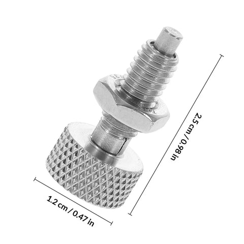 Kickass Stainless Steel Indexing Plunger 2 Pack With Knurled Grip And Spring Loaded Locking Latch And Shop Ready Manual Release Tool For Auto Chassis And Home Garage image showing detailed structure and size of plunger.