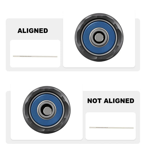 Top-Shelf Stainless Steel Bore Alignment Rod For 6.5 Creedmoor with alignment comparison, showing aligned and not aligned statuses.