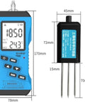 Digital display and probe of 7 In 1 Rapid Soil Tester Kit With NPK, pH, Moisture, Conductivity And Fertility Meter, blue casing