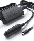 Slick USB C Car Charger for Laptop PD3 Fast Charge Adapter with Heavy Duty 10 Ft Cord Delivers 90W; black power brick with indicator light.