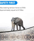 Beefed Up Prusik Cord With Pre Sewn Loop 10mm Climbing Rope holding elephant, 27kN tension force, city background