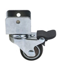 Swivel Caster Wheels With Brakes For Furniture, U-Shape Bracket, 360 Degree Plate, TPR Rubber Wheels, Stainless Steel Bracket, Side View