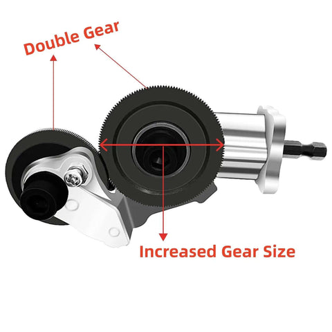 Beefy Electric Drill Plate Cutter And Metal Nibbler Attachment with Double Gear feature for sheet metal cutting on steel, copper, aluminum.