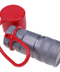 1/2-Inch Hydraulic Female Flat Face Quick Coupler 7246790 Bobcat Compatible, zinc-nickel finish with red cover