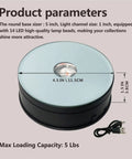 Fieifi Motorized Rotating Led Light Display Base For Crystals And Glass Art, 4.5 inch round black stand with 14 LED beads.