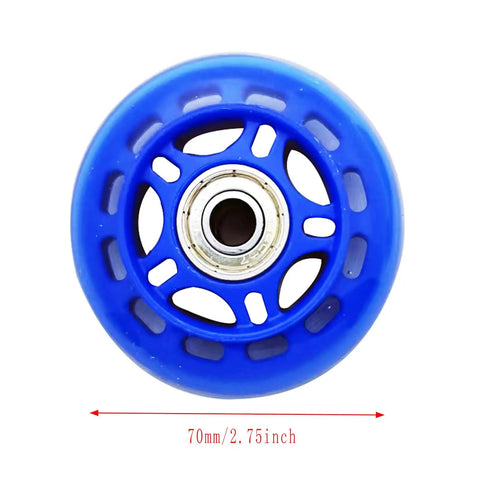 Single blue wheel from 4 Pieces Inline Skate Wheels 70mm with Pre Installed Bearings Blue Durable PU Wear Resistant Replacement for Beginner Rollerblades