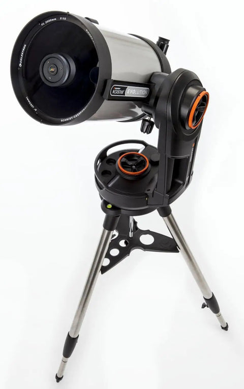 NexStar Evolution 8 Schmidt-Cassegrain Telescope With Built-In WiFi GoTo Mount Bundle on tripod, front view