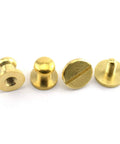 Top Notch Solid Brass Sam Browne Screw Studs With Nail Round Rivet Ends Great For Kickass DIY Leather Projects Belt Hardware Bag Embellishments And Sneaker Customizing Eight Piece Set Six Millimeter Heads, showcasing brass rivet heads.