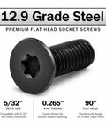 Top Shelf Ten Pack Number Six Forty Eight By One Quarter Inch Countersunk Torx Gunsmith Screws For Ruger Ten Twenty Two Rifles, flat head design, 12.9 grade steel, 6-48 thread.
