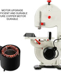 Hella Flexible 8 Inch Vertical Table Band Saw With Variable Speed Motor And 45 Degree Tilting Bench for precision cutting.