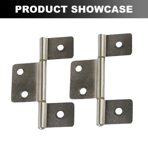 Triple Leaf Surface Mount Cabinet Hinges, Satin Nickel Finish With Quick Install Hardware Kit, shown from a frontal angle.