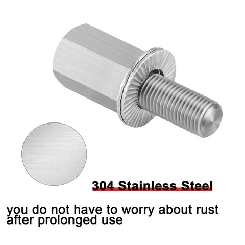 2 Pack Bicycle Axle Extenders 3/8-26 TPI Stainless Steel Extension Bolts With Self Locking Washers close-up view
