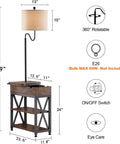 Floor Lamp With Table And USB Type C Ports, Narrow End Table With Rotating Lamp Shade, 59in tall with shelves and outlets
