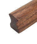 Close-up of Walnut Wood Cabinet Pull Handles Set of 6, 230mm Long With 192mm Hole Centers, 18mm Wide, Smooth Burr Free edges.