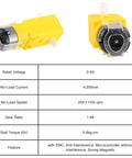 Yellow motor from DIY DC Motor Kit For Makers With Dual 3V To 12V Motors Up To 25000 RPM 60 Gear Pack Awesome Paddles And Propellers