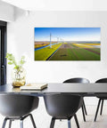 20x40 Inch Canvas Wall Art Large Farm Field Scene With Crops Sprayer And Tulips In Spring for contemporary dining room decor