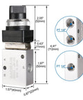 Rock Solid Pneumatic Mechanical Valve JM05 With Two Position Three Way Rotary Selective Knob One Quarter Inch PT Ports