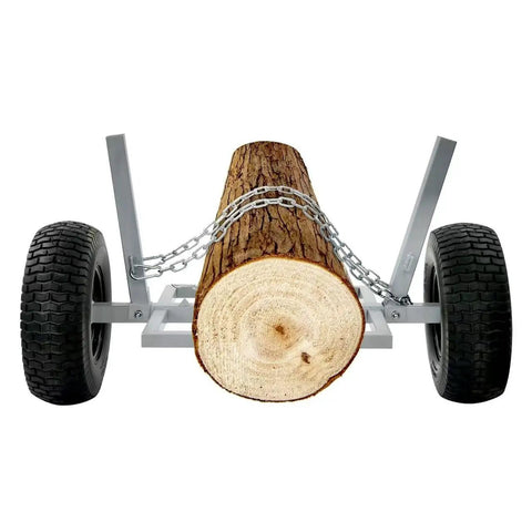 24 Inch Heavy Duty Log Holder With 1500 Lb Capacity Holds Logs Up To 20.47 Inch Diameter With Steel And Rubber Build And Chain For Transport