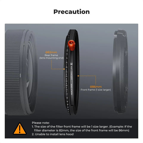 Side view of 82mm Dope Diffusion Mist Filter With ND Quarter And Variable ND Two To Thirty Two Stops One To Five Plus Circular Polarizer CPL For Camera Lenses Nano X Series 28 Multi Coated Pro Grade All In One HD Filter with size detail annotations