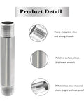 Beefy One Half Inch Stainless Steel Pipe Nipple, Six Inches Long, NPT Standard Fits Standard One Half Inch Threads, rust-proof.
