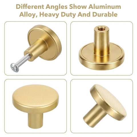 Gold Cabinet Knobs Bulk Pack 50 Pcs 1-1/6 Inch 30mm Drawer Pulls For Dresser And Kitchen Cabinets Durable Metal Hardware