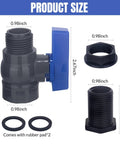 Dimensions of 2 Pack 3/4 Inch GHT PVC Rain Barrel Spigot Kit With Ball Valves, Bulkhead Adapters, And Tape