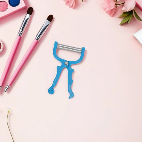 4 Piece Manual Facial Hair Remover Set With Spring Threading Tool For Women Portable Metal Hair Remover With Stainless Steel Springs And ABS Handle For No Fuss Gentle Painless Skin On Face Neck And Chin Travel Friendly, blue spring threading tool with pink handles