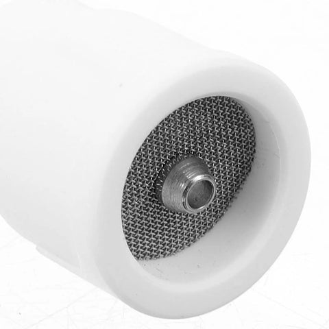 Close-up of Precision Crafted Ceramic Tig Welding Torch Cup with metal mesh interior, designed for aerospace welding applications.