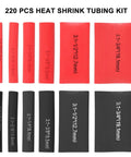 Heavy Duty Heat Shrink Tubing Kit 220 Pcs 3 To 1 Adhesive Lined Marine Grade in black and red with six sizes visible