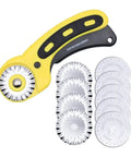 45mm Wavy Rotary Cutter With 10 Piece Pinking Circular Refill Blades For Fabric Paper Leather Crafts Quilting Patchwork Sewing Tool