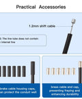 Image showing Rugged 4mm Lined Shift Cable Housing Kit For Mountain And Road Bikes, 3 Meters with end caps and cable details.
