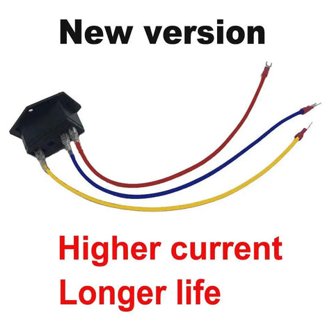 Illuminated Rocker Switch Power Inlet Module Plug Kit With 10A Fuse And 18 AWG Wiring 3 Pin Connector shown with colored wires