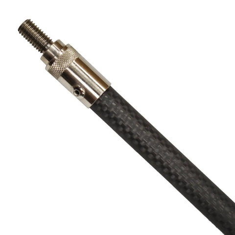 Close-up of carbon fiber pole spear tip, part of the Carbon Fiber 5 Foot Two Piece Pole Spear Set With Travel Bag Three Prong Stainless Tip