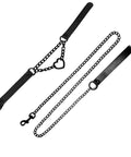 Dope Love Heart Choker Necklace Crafted From Thick Vinyl Leather Collar With Soft Plush Velvet Lining Adjusts Easily For Necks Up To Fifteen Inches Stacks Well With Body Chains For A Badass Gothic Vibe, black strap and chain detail.