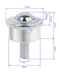 Roller Ball Transfer Bearing Casters 1 Inch Diameter M12 Ball Transfer Unit with dimensions and stud mount