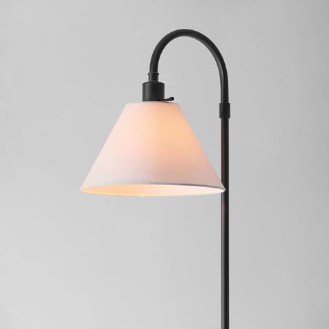 Barden 58 Inch Floor Lamp In Dark Bronze With Beige Fabric Shade On Off Rotary Switch Classic Minimalist Bridge Arm Lighting