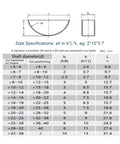 Metric Half Round Woodruff Keys Heavy Duty Steel Set M2 M3 M4 M5 M6 Rust Proof Shaft Locking Hardware size chart with dimensions
