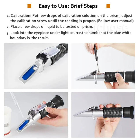 3 In 1 Honey Refractometer With ATC For Honey Moisture Brix And Baume Readings 12 27 Percent Moisture 58 90 Percent Brix 38 43 Percent Baume For Honey Maple Syrup And Molasses Beekeeping Essential, handheld with prism and eyedropper