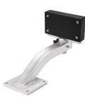 HECASA universal 90-degree trolling motor bracket, aluminum deck-mount with black mounting plate.