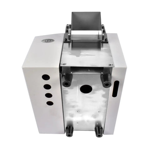 Auto Heat Shrink Tube Cutter For 110V Cables And Pipes, metal components, top view of machine with cutting mechanism visible.