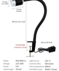 Adjustable LED Work Light With Clamp, 900 Lumen Output, flexible gooseneck, aluminum housing, for machine tools and lathe