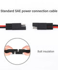 Five Piece SAE Battery Connectors With Beefy 14 Gauge Wire Harness 2 Pin Quick Disconnect Plug 12V Rig Wiring Adapter connection cable close-up
