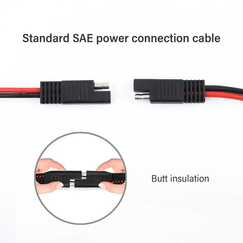 Five Piece SAE Battery Connectors With Beefy 14 Gauge Wire Harness 2 Pin Quick Disconnect Plug 12V Rig Wiring Adapter connection cable close-up